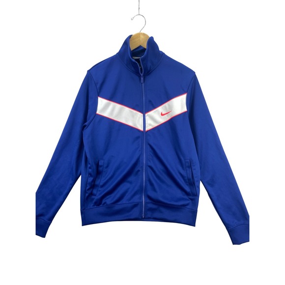 Nike Track Jacket Full Zip Men's Medium Blue White Red Stripe Athletic Jersey - Picture 1 of 11